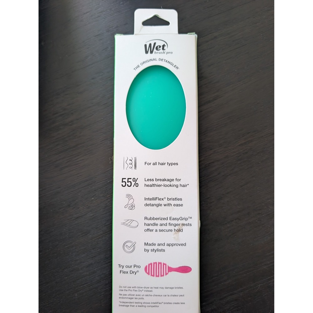 Wet Brush Pro Detangler Teal Green Rubberized Handle IntelliFlex Bristles Hair - Picture 2 of 7